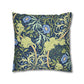 Decorative pillow with floral and leaf pattern on a white background