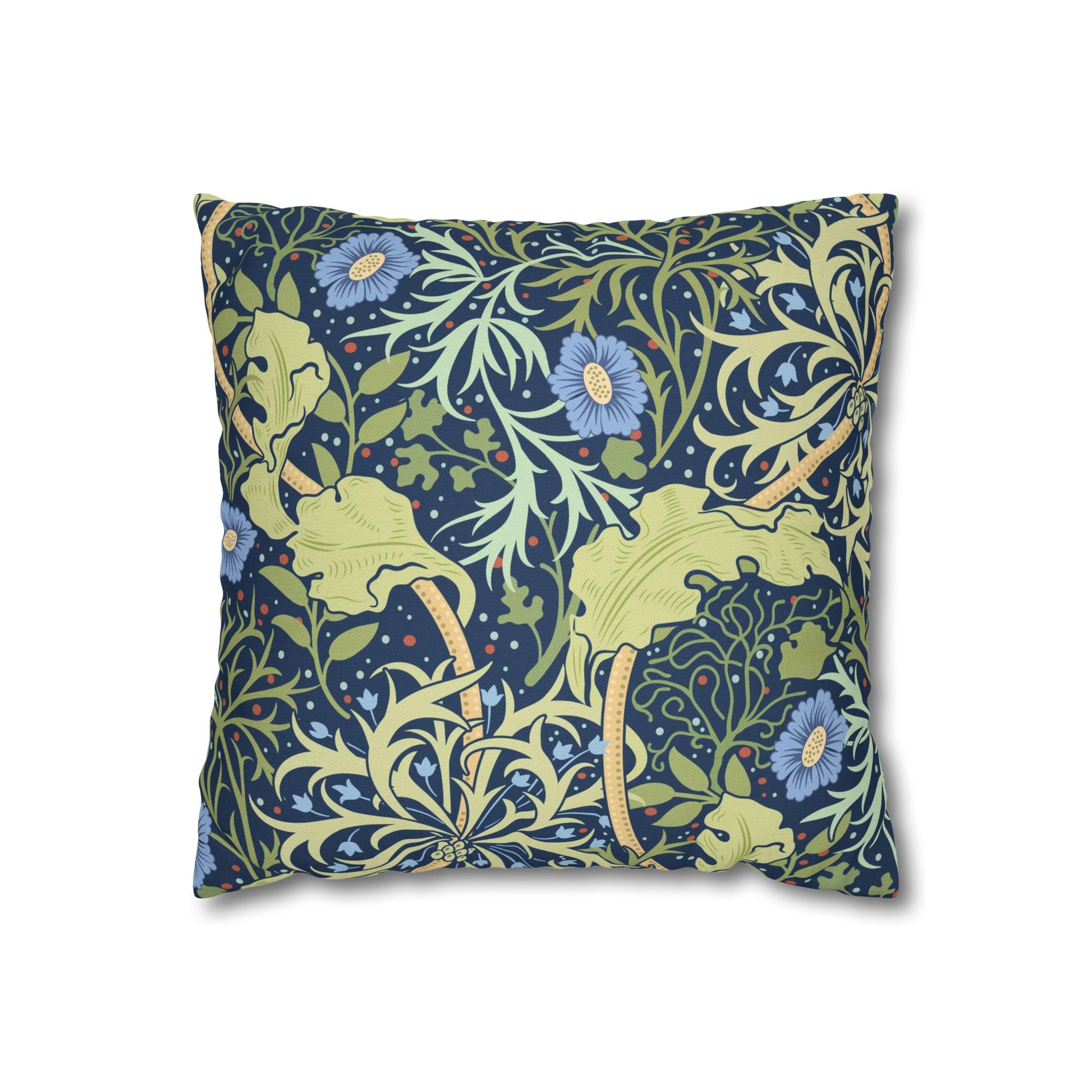 Decorative pillow with floral and dragon design on a white background