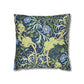 Decorative pillow with floral and leaf pattern on a white background