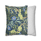 Two pillows, one with a floral pattern and the other with a striped pattern, on a white background.