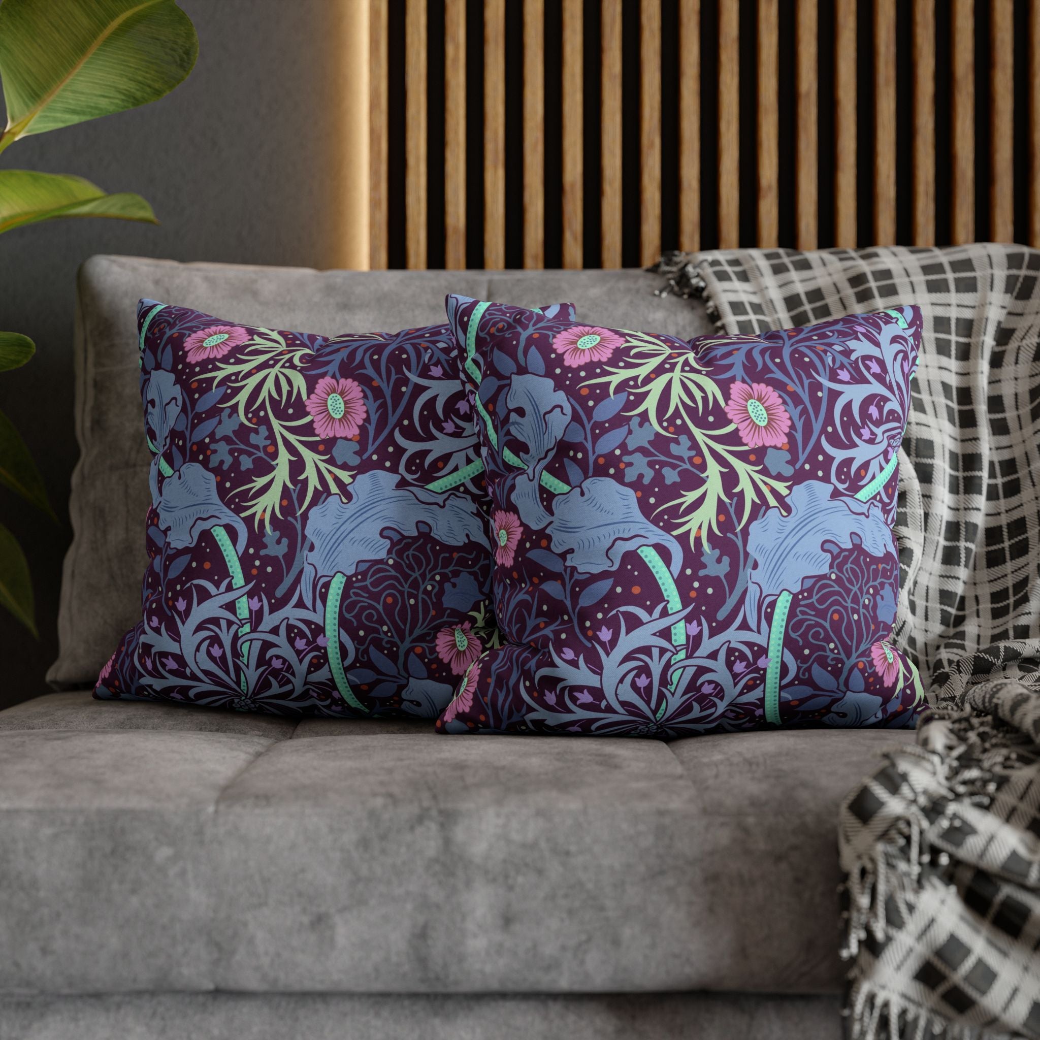 Cushion Cover by William Morris - Seaweed Collection (Pink Flower