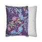 Two pillows, one with a floral pattern and the other with a striped pattern, on a white background.