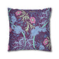 Decorative pillow with floral and elephant pattern on a white background