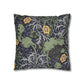 Decorative pillow with floral and dragon design on a white background