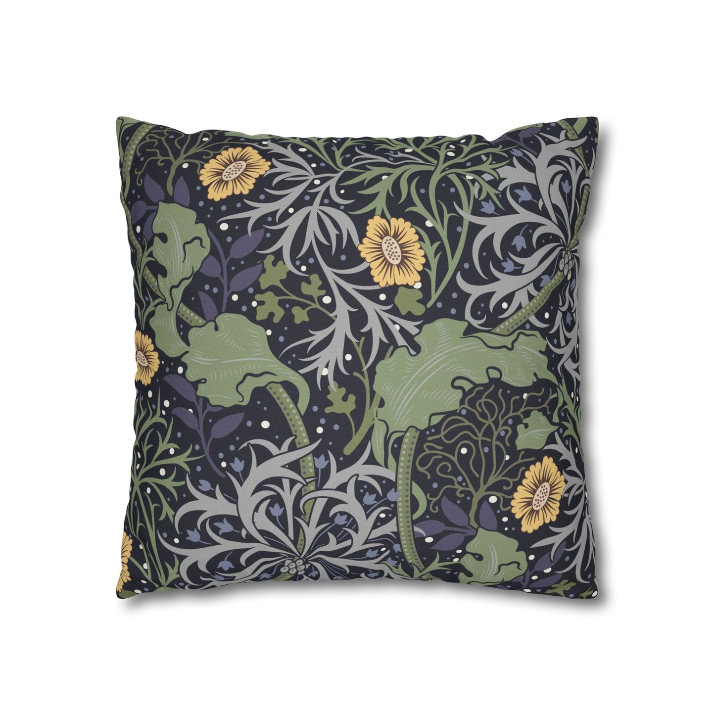 Decorative pillow with floral and dragon design on a white background