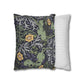 Two pillows, one with a floral pattern and the other with a striped design, on a white background.