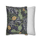 Two pillows, one with a floral pattern and the other with a striped pattern, on a white background.