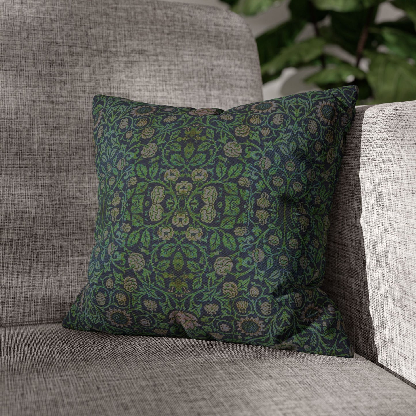 Cushion Cover inspired by William Morris - Violet and Columbine Collection (Green)