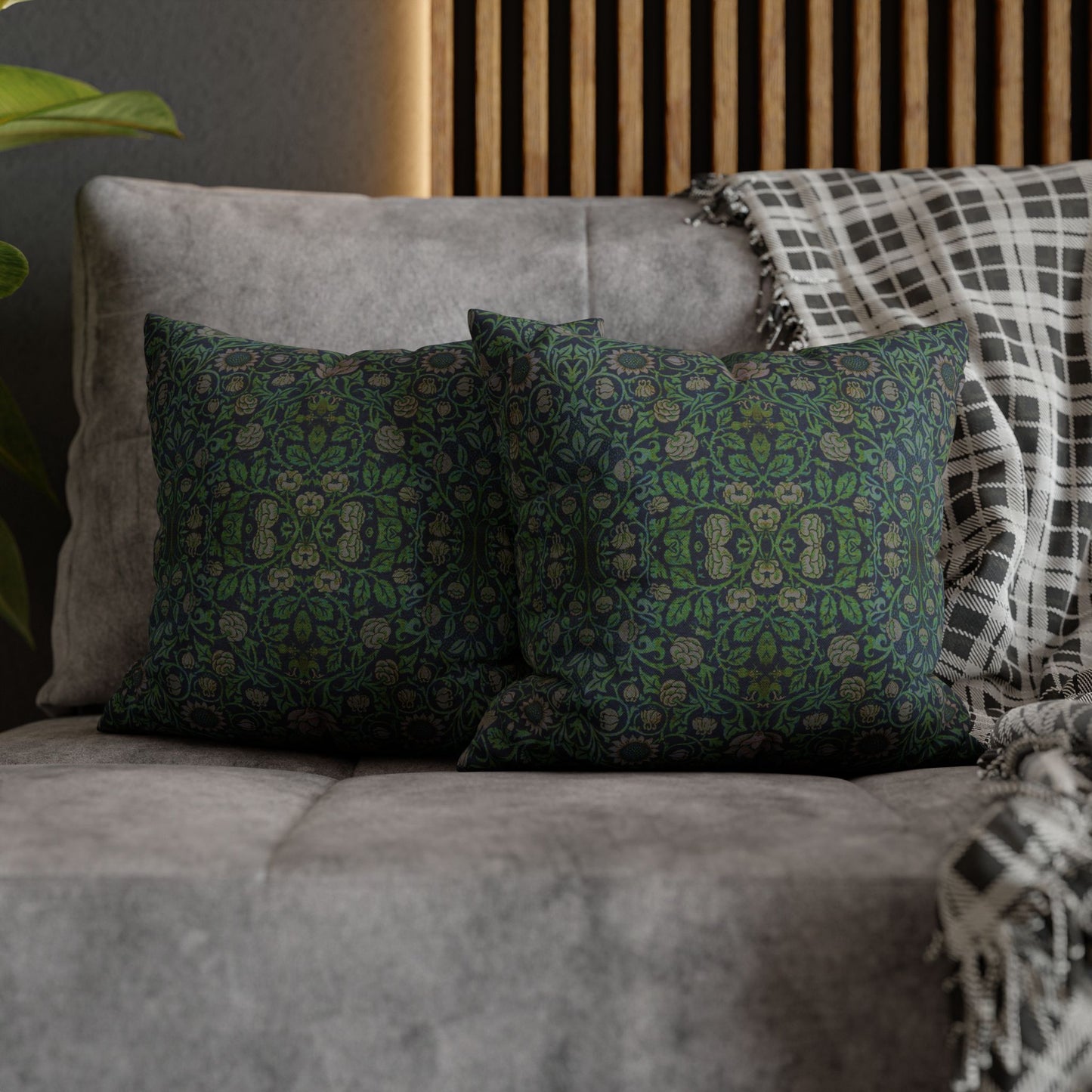 Cushion Cover inspired by William Morris - Violet and Columbine Collection (Green)