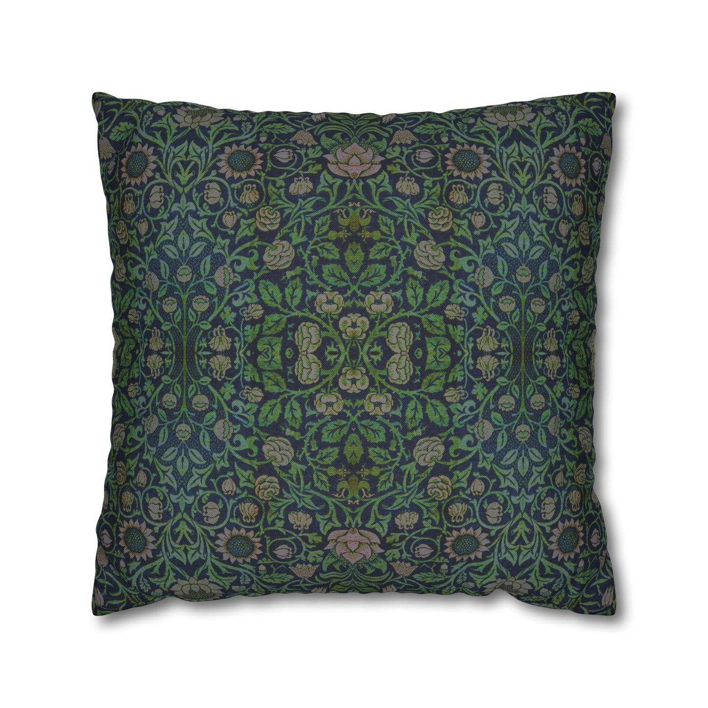 Decorative pillow with intricate floral pattern on a white background