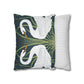 Decorative pillow with swan design on a white background