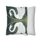 Decorative pillow with swan design on a white background