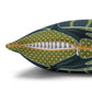 Decorative pillow with a zipper on a white background
