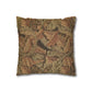 Decorative pillow with leaf pattern on a white background