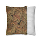 Decorative pillow with leaf pattern and a striped pillow on a white background