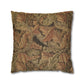 Decorative pillow with leaf pattern on a white background