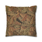 Decorative pillow with leaf pattern on a white background