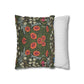 Floral-patterned pillow and a striped pillow on a white background