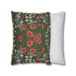 Floral-patterned pillow and a striped pillow on a white background