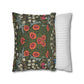 Floral-patterned pillow and a striped pillow on a white background
