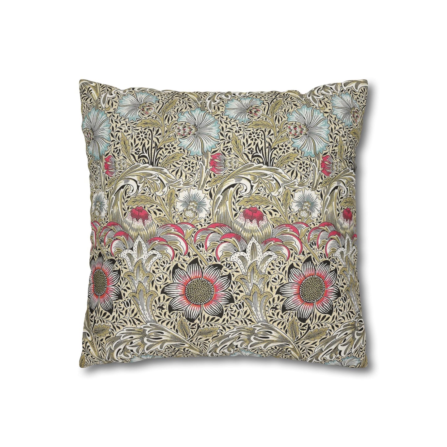Decorative pillow with floral pattern on a white background