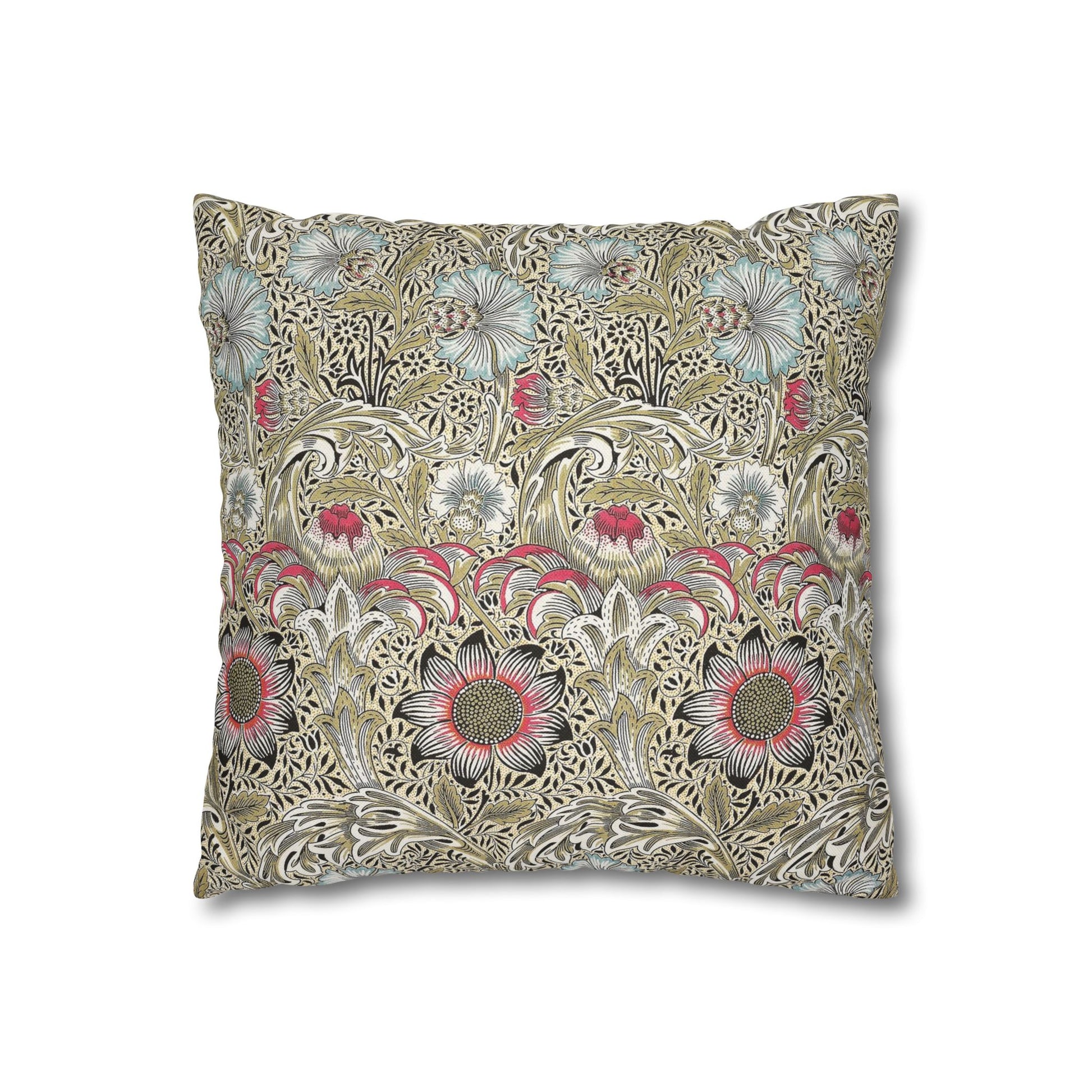 Decorative pillow with floral pattern on a white background