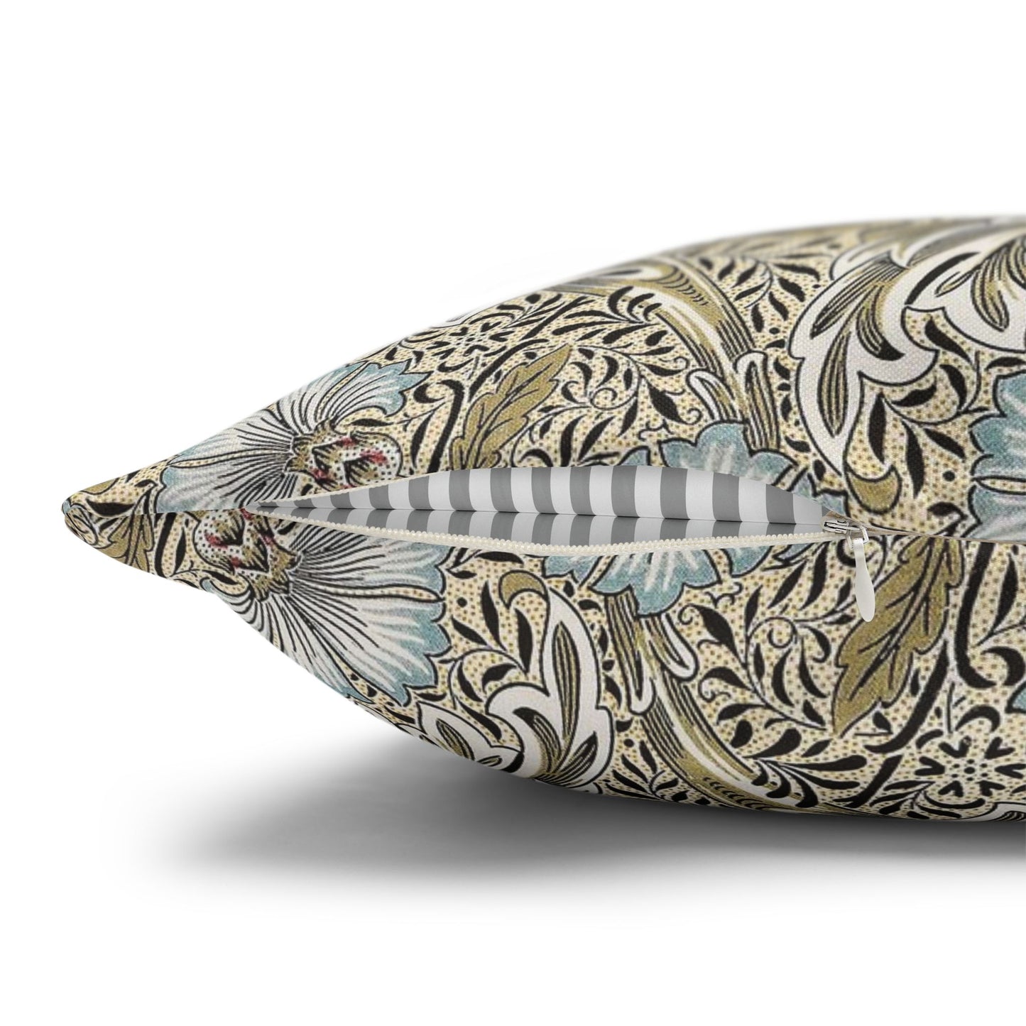 Decorative pillow with floral pattern on a white background