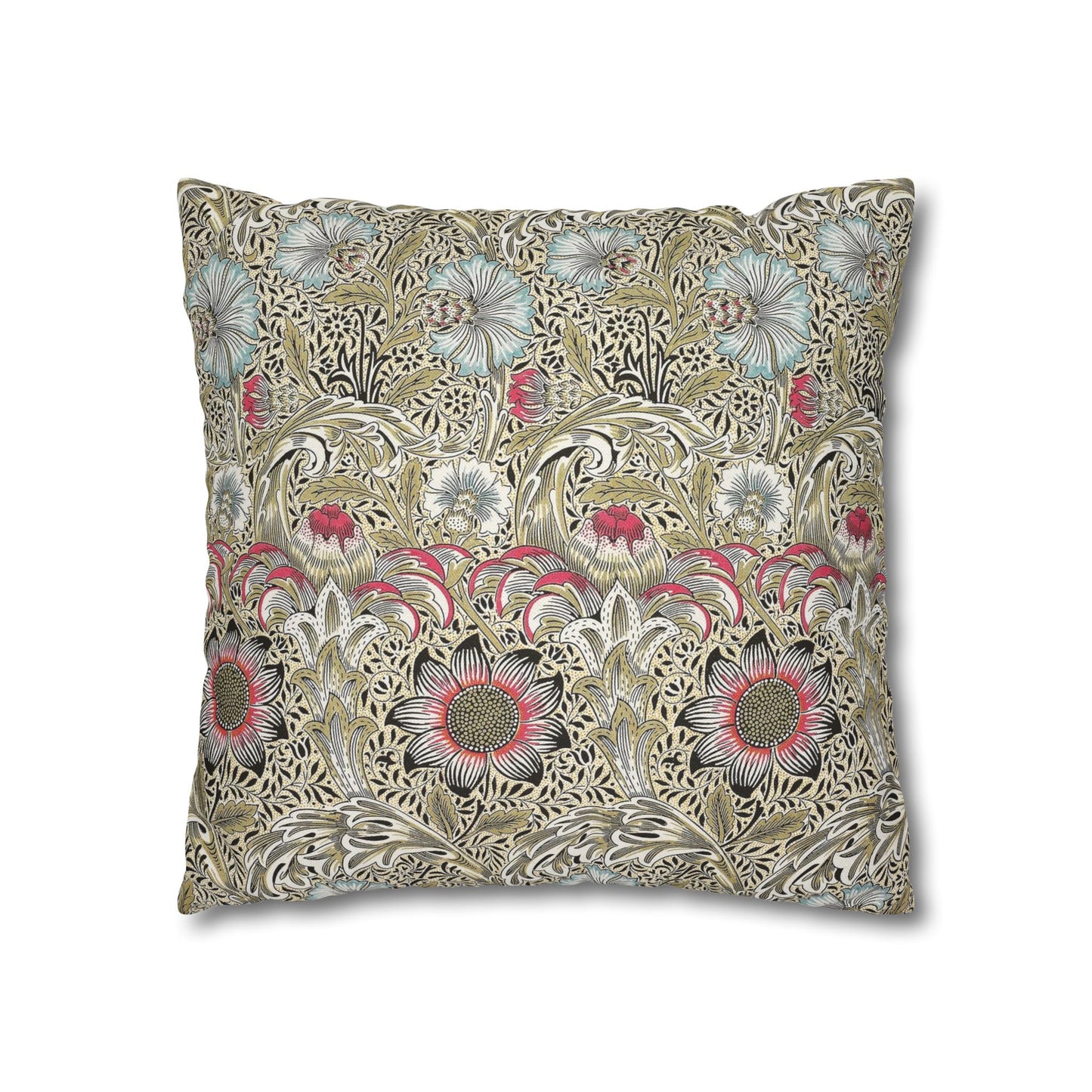 Decorative pillow with floral pattern on a white background