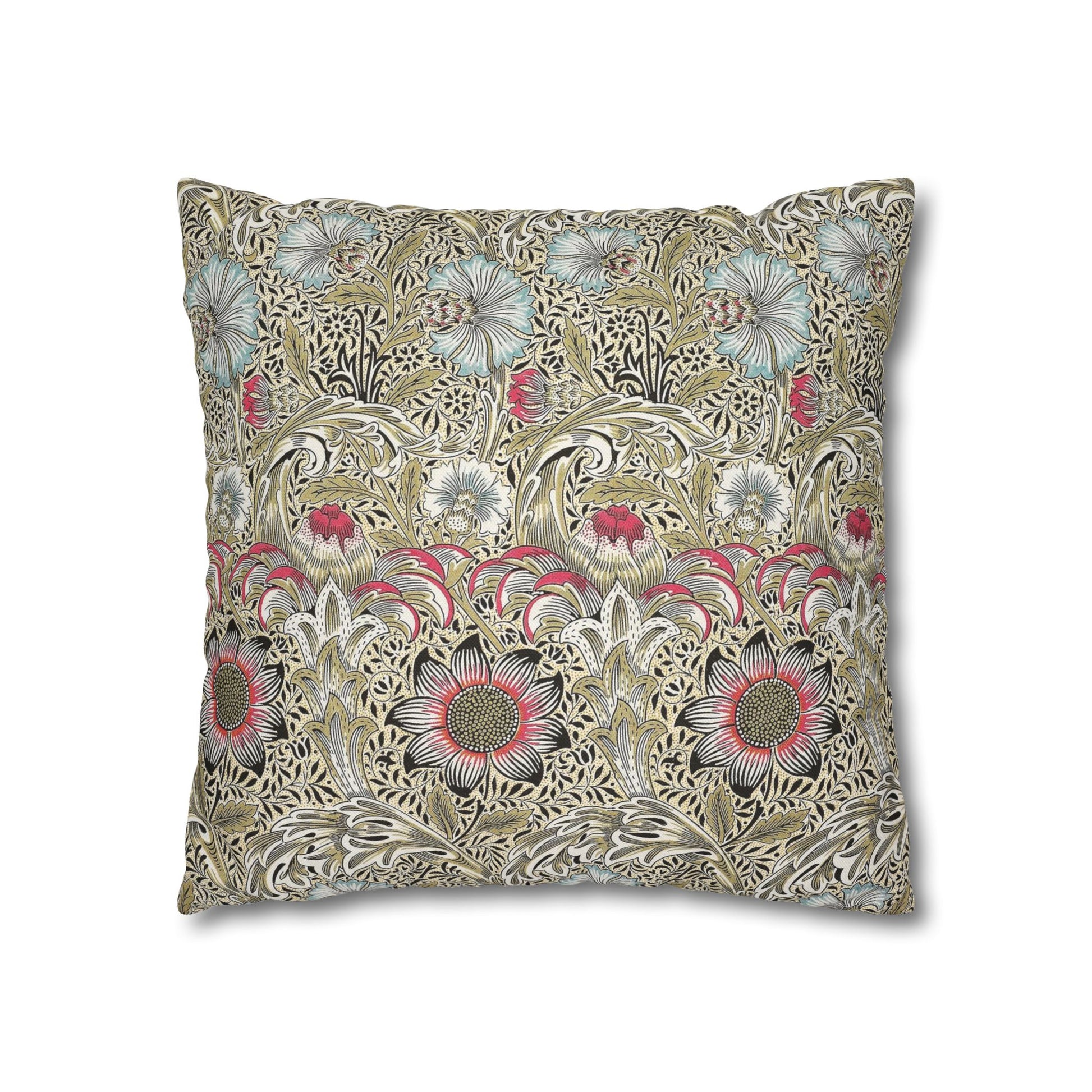 Decorative pillow with floral pattern on a white background