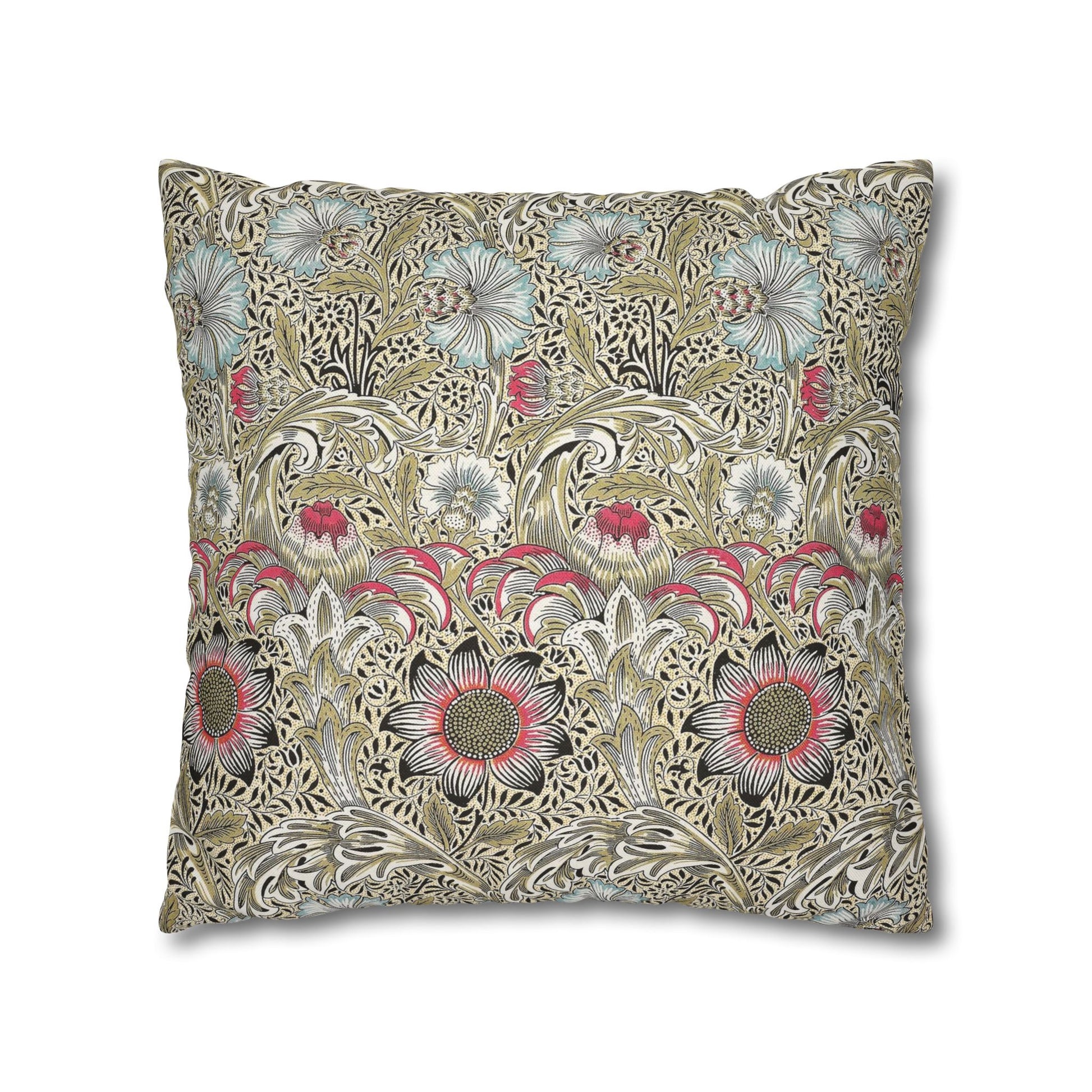 Decorative pillow with floral pattern on a beige background