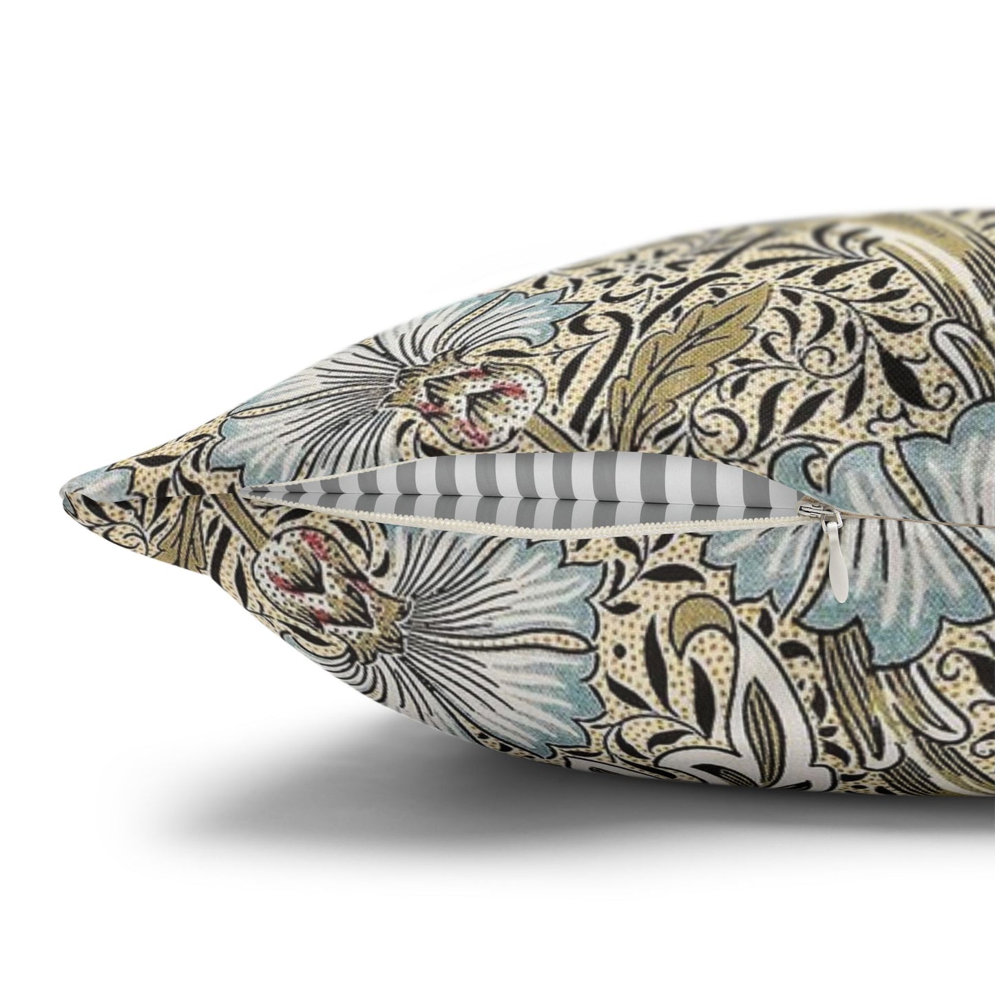 Decorative pillow with floral pattern on a white background