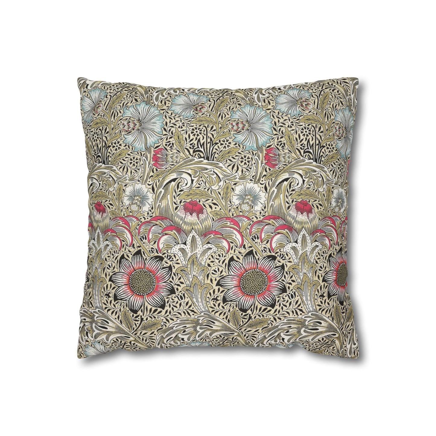 Decorative pillow with floral pattern on a white background