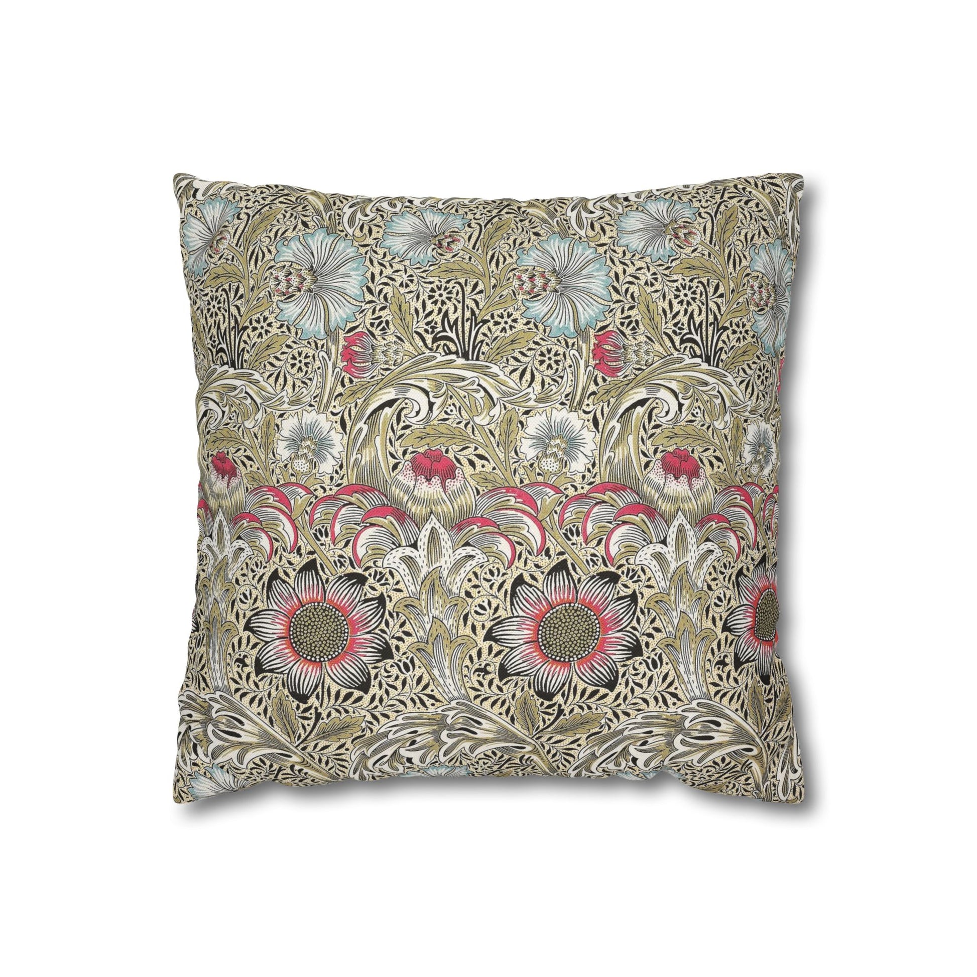 Decorative pillow with floral pattern on a white background