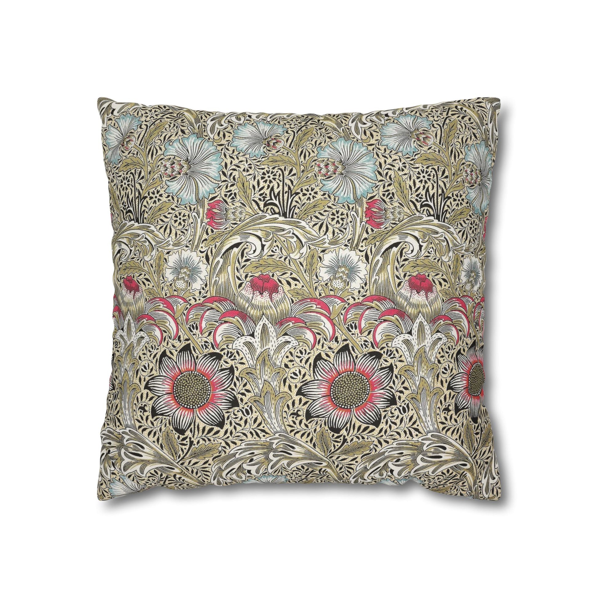 Decorative pillow with floral pattern on a white background