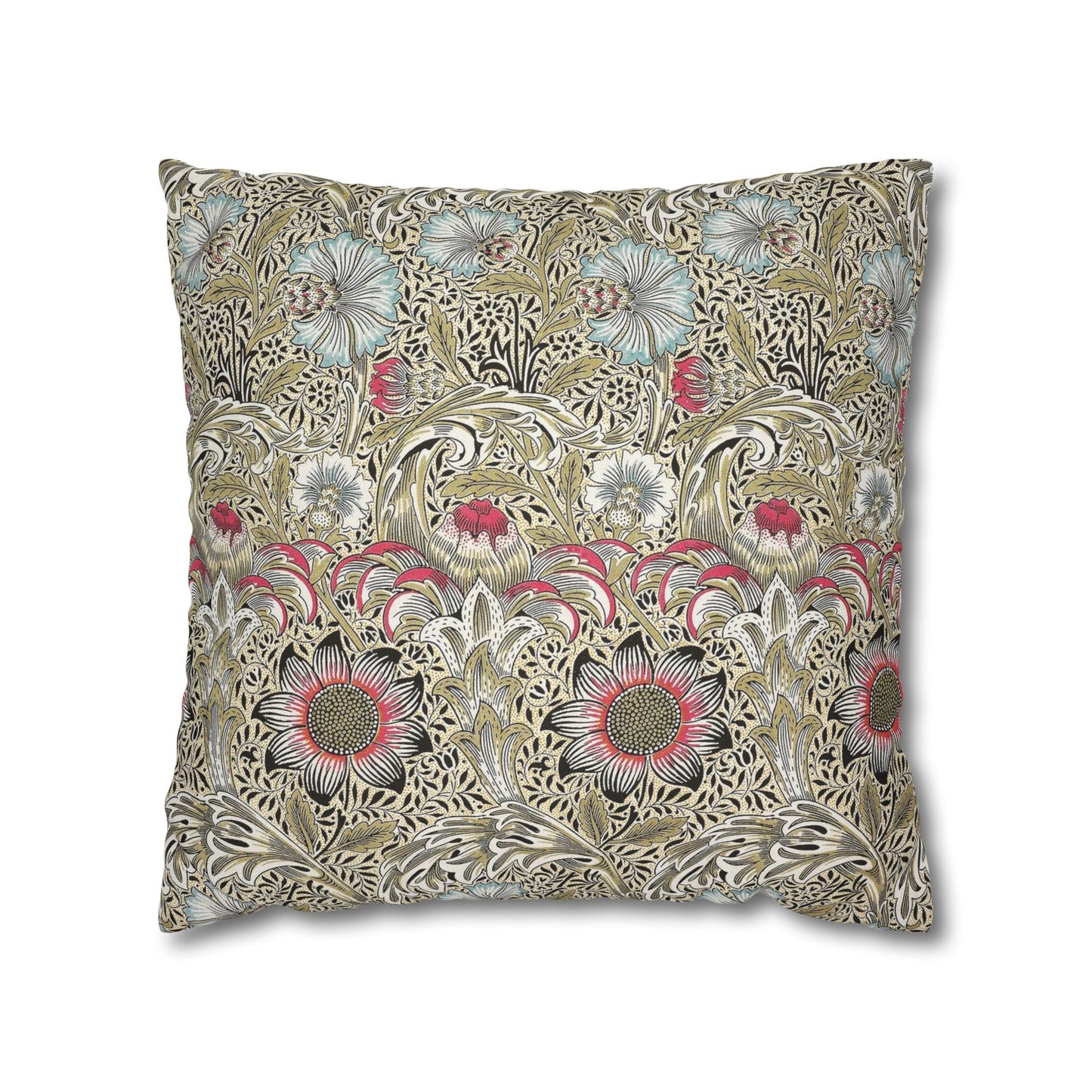 Decorative pillow with floral pattern on a white background