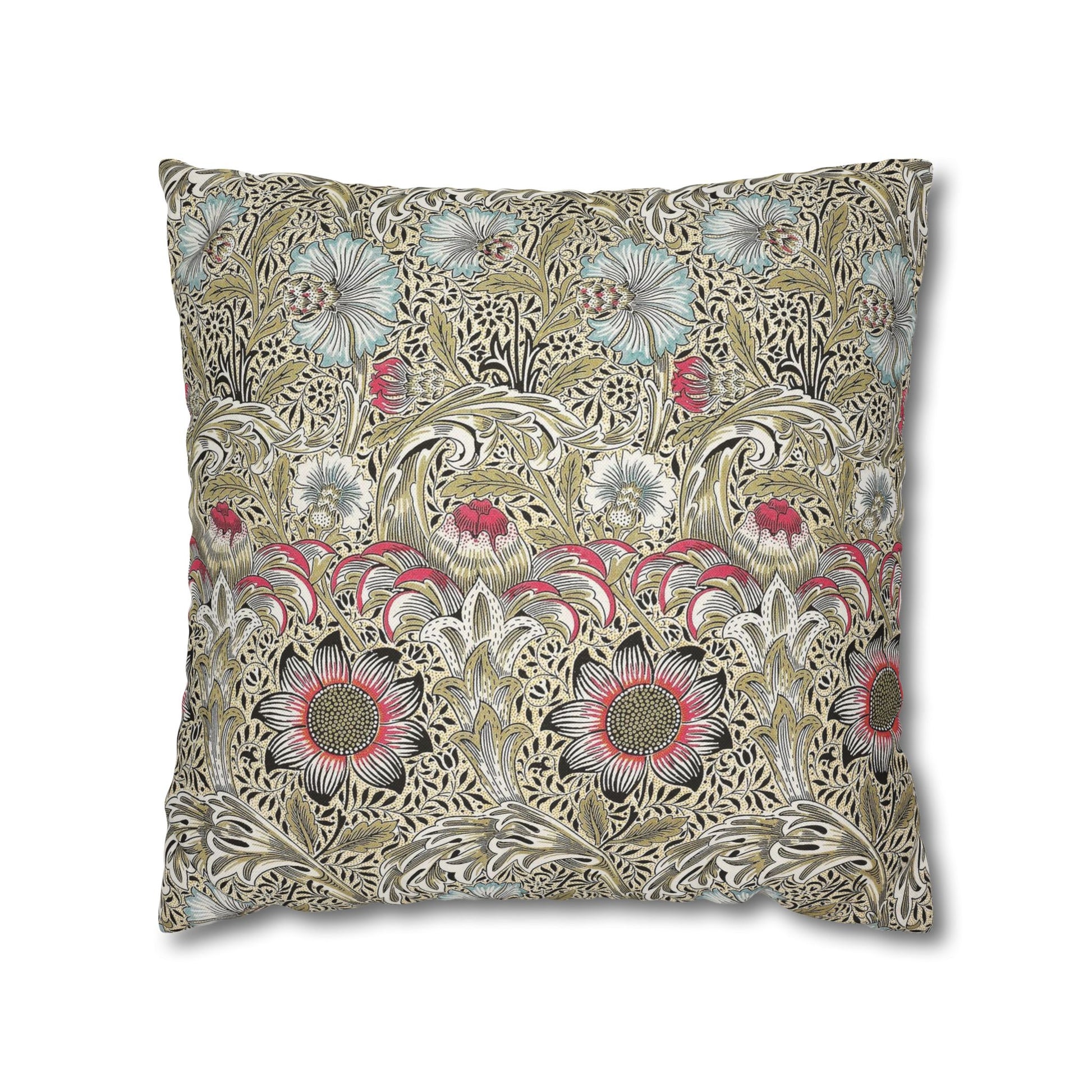 Decorative pillow with floral pattern on a white background
