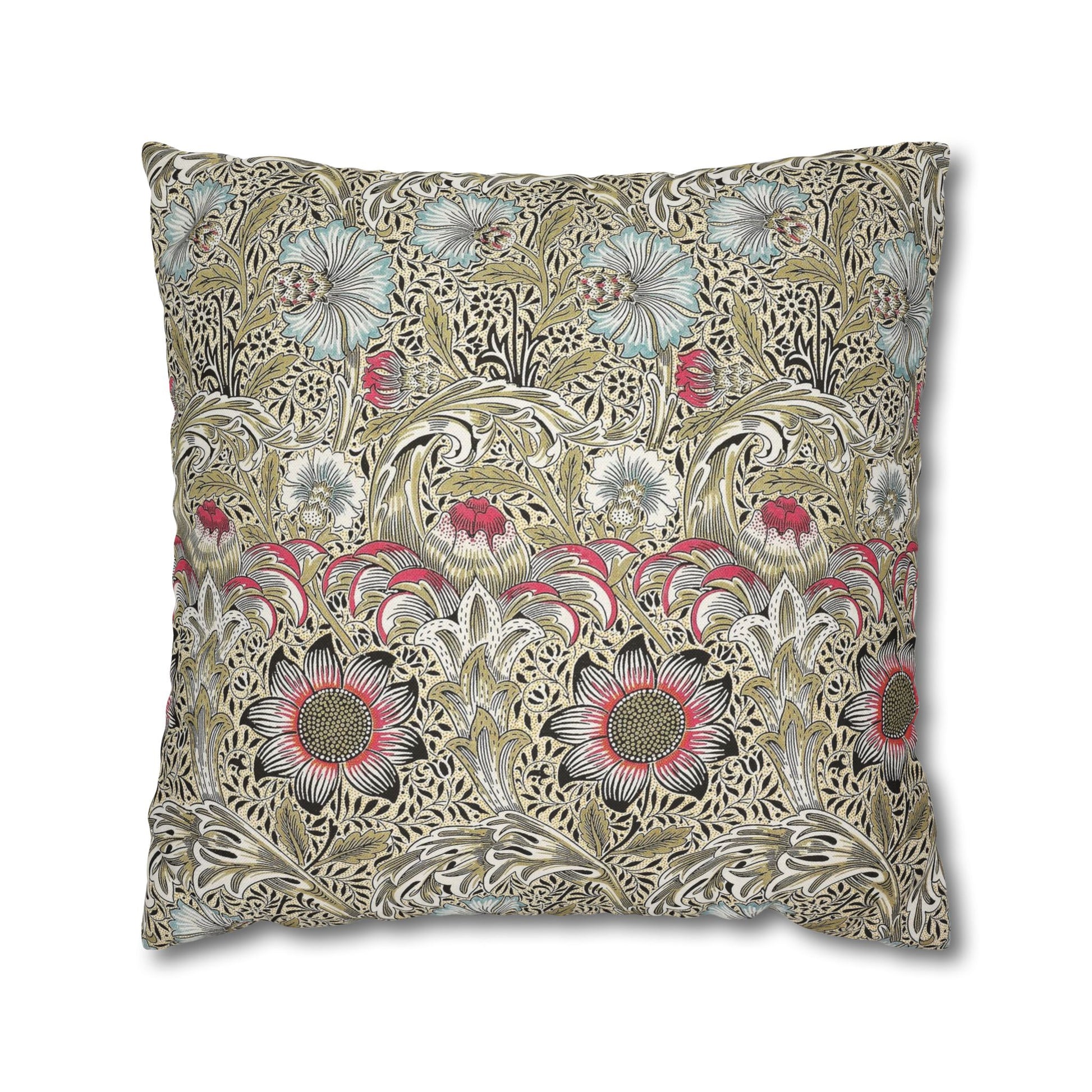 Decorative pillow with floral pattern on a white background