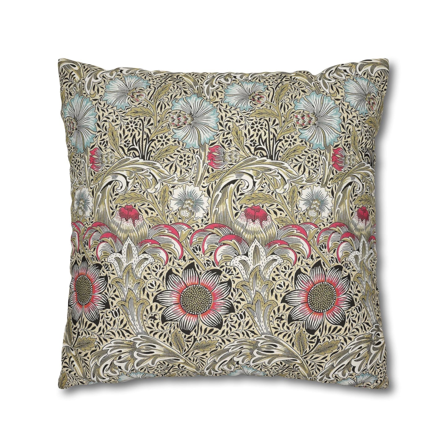 Decorative pillow with floral pattern on a white background