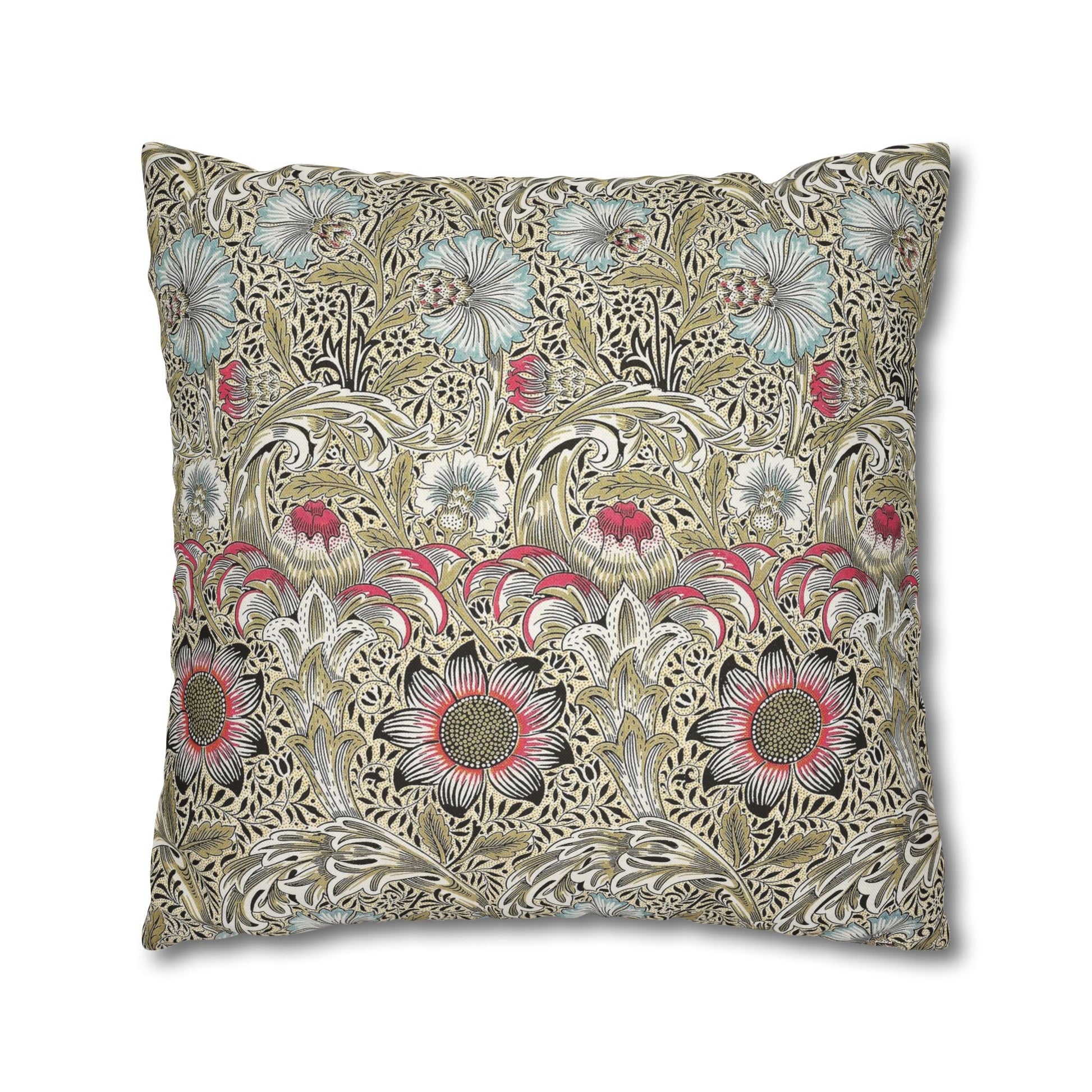 Decorative pillow with floral pattern on a white background
