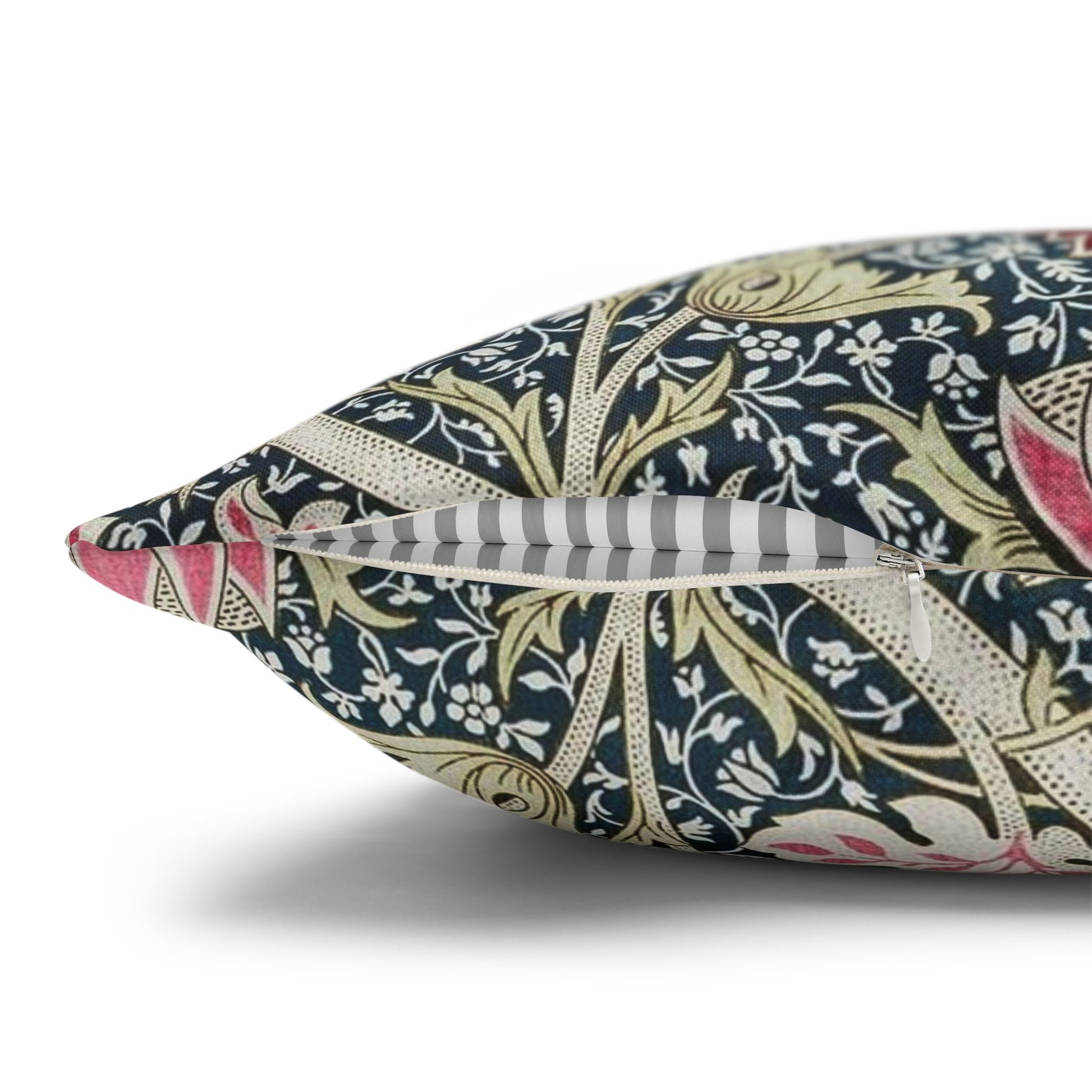 Decorative pillow with floral pattern on a white background