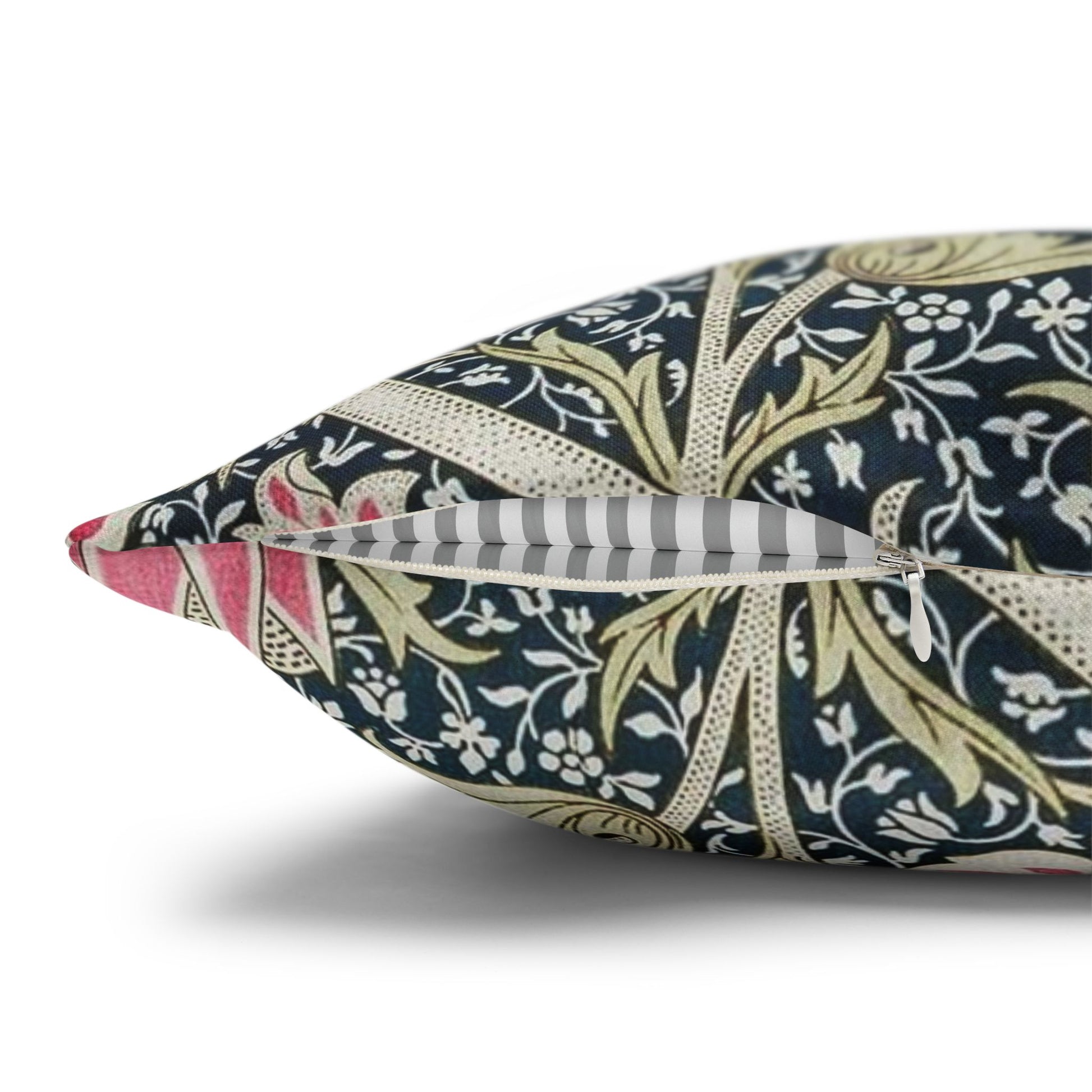 Decorative pillow with floral pattern on a white background