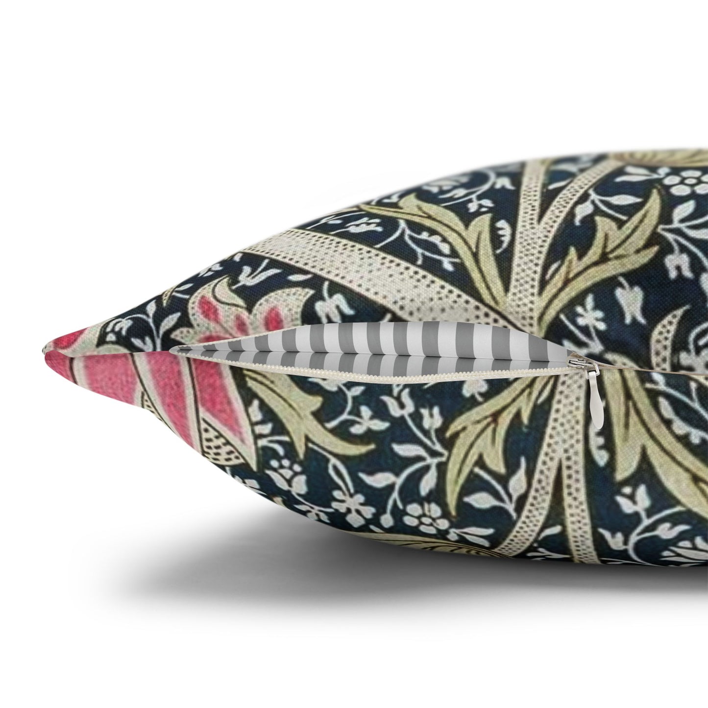 Decorative pillow with floral pattern on a white background