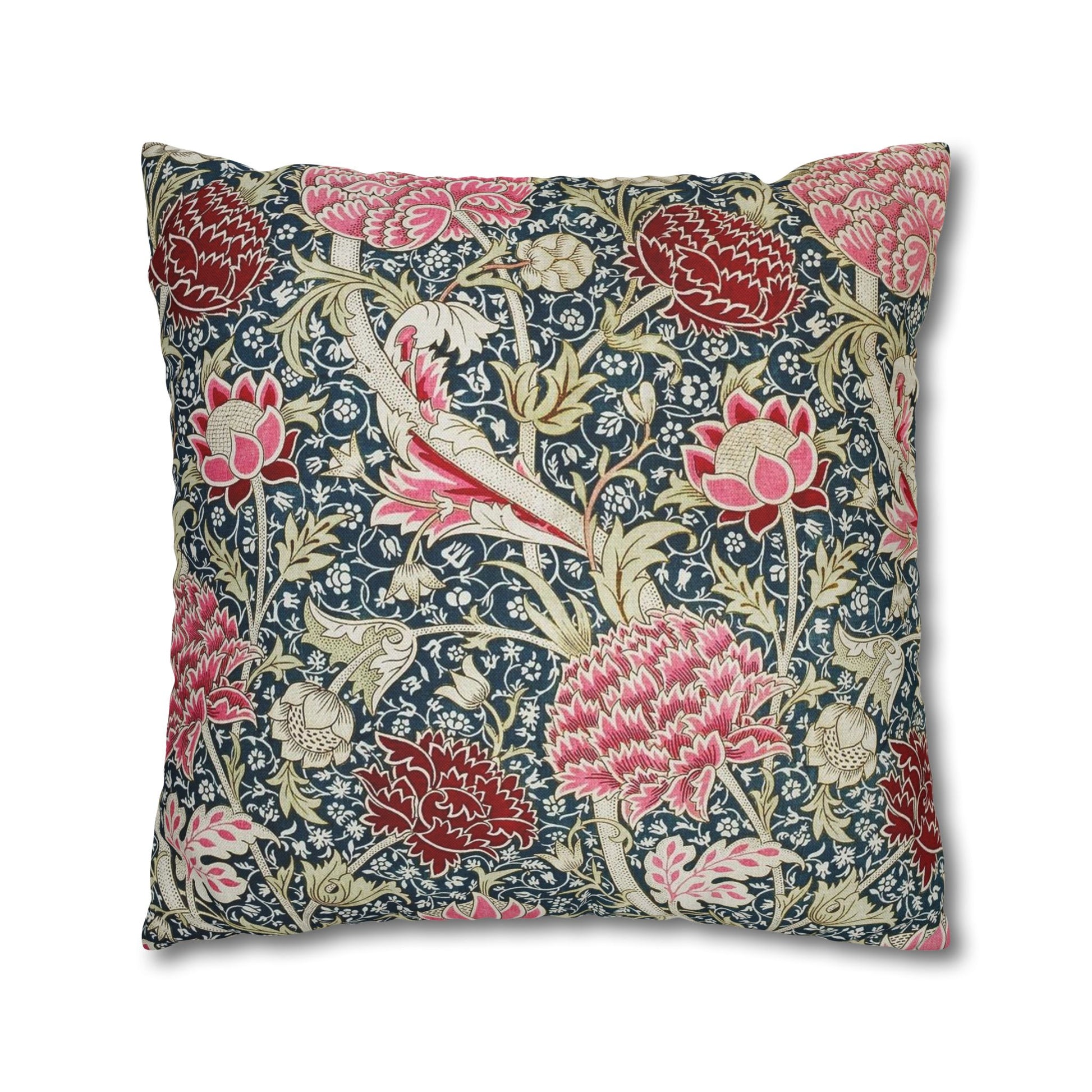 Decorative pillow with floral pattern on a white background
