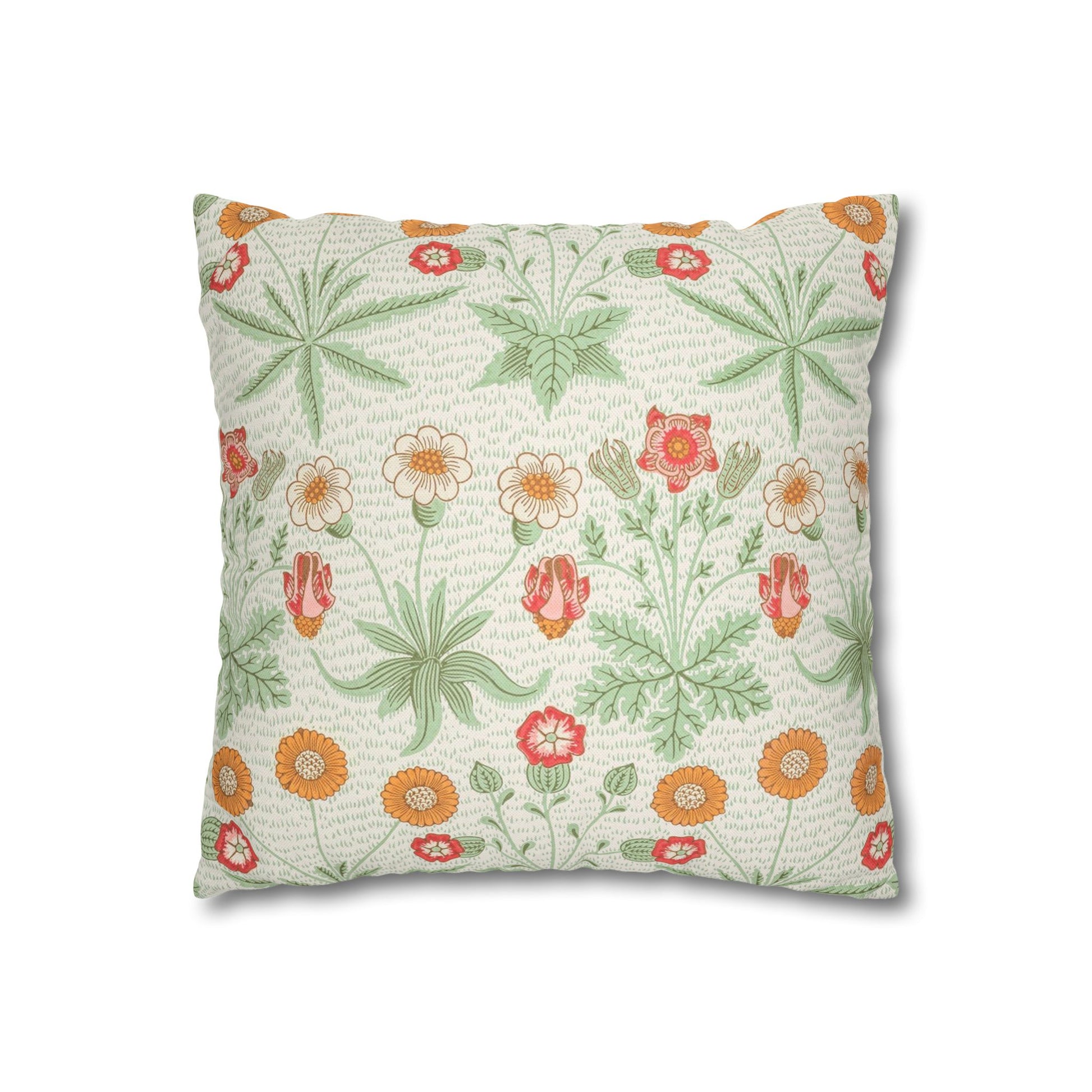 Floral patterned pillow on a white background