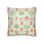 Floral patterned pillow on a white background