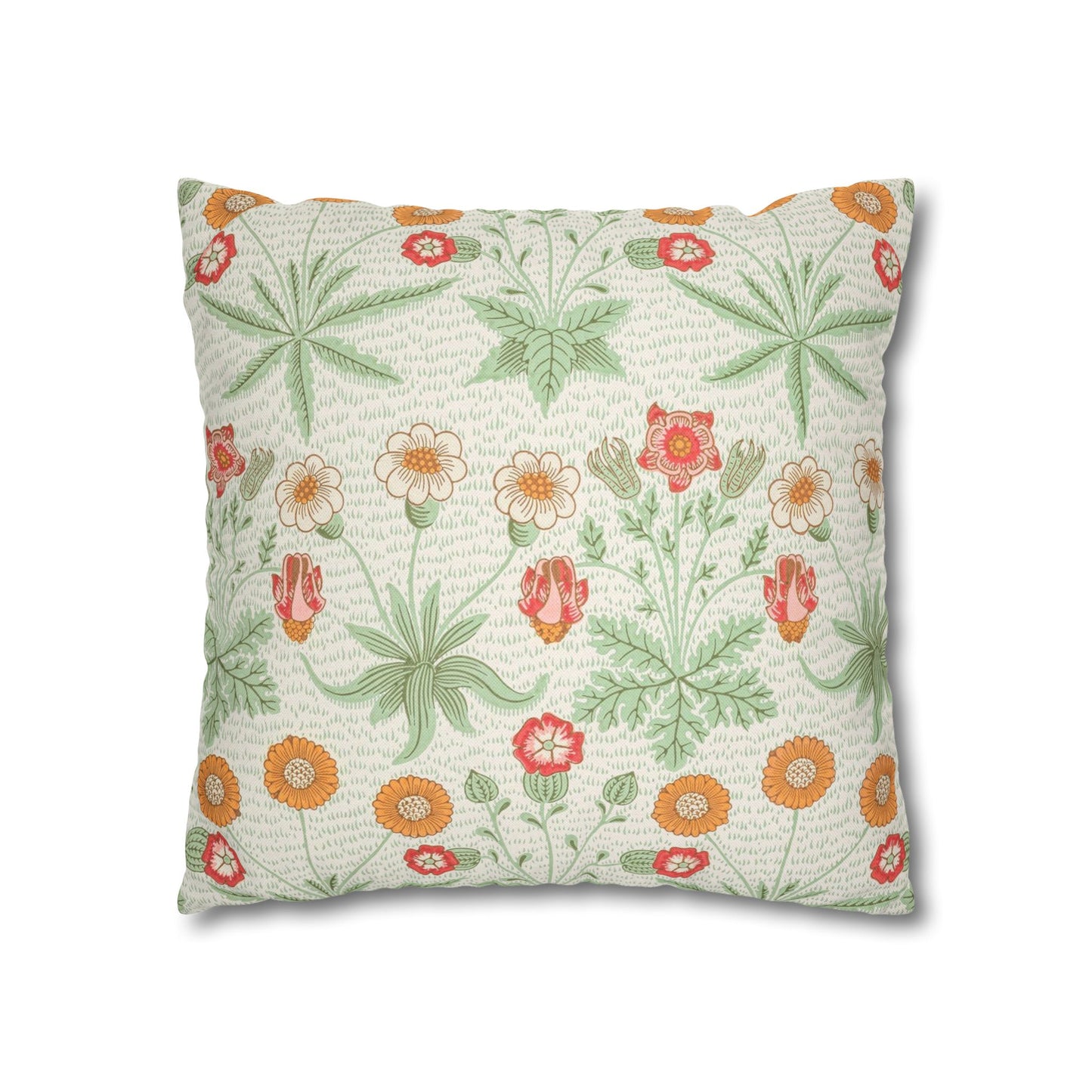 Floral patterned pillow on a white background