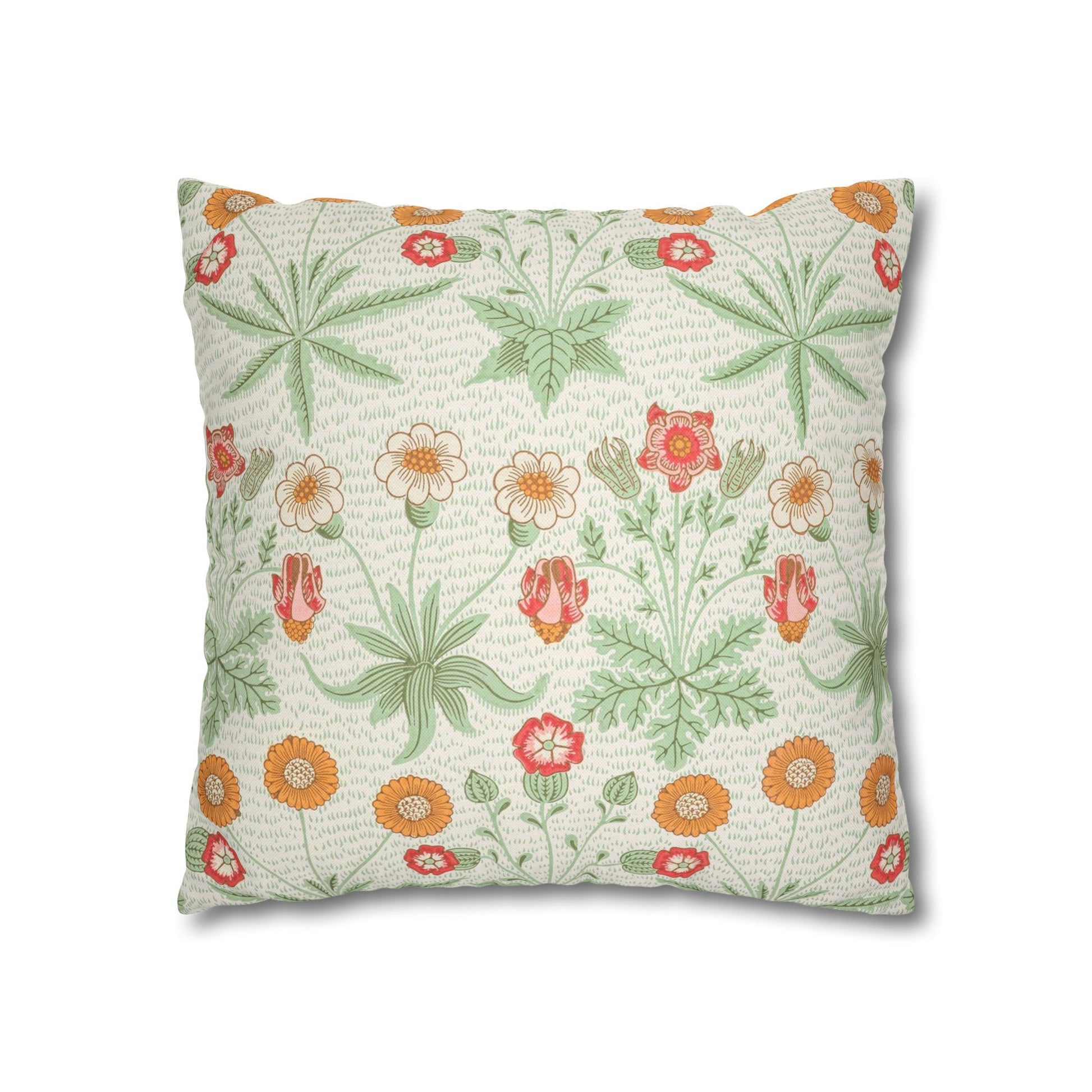 Floral patterned pillow on a white background
