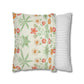 Two pillows, one with floral pattern and the other with stripes, on a white background.
