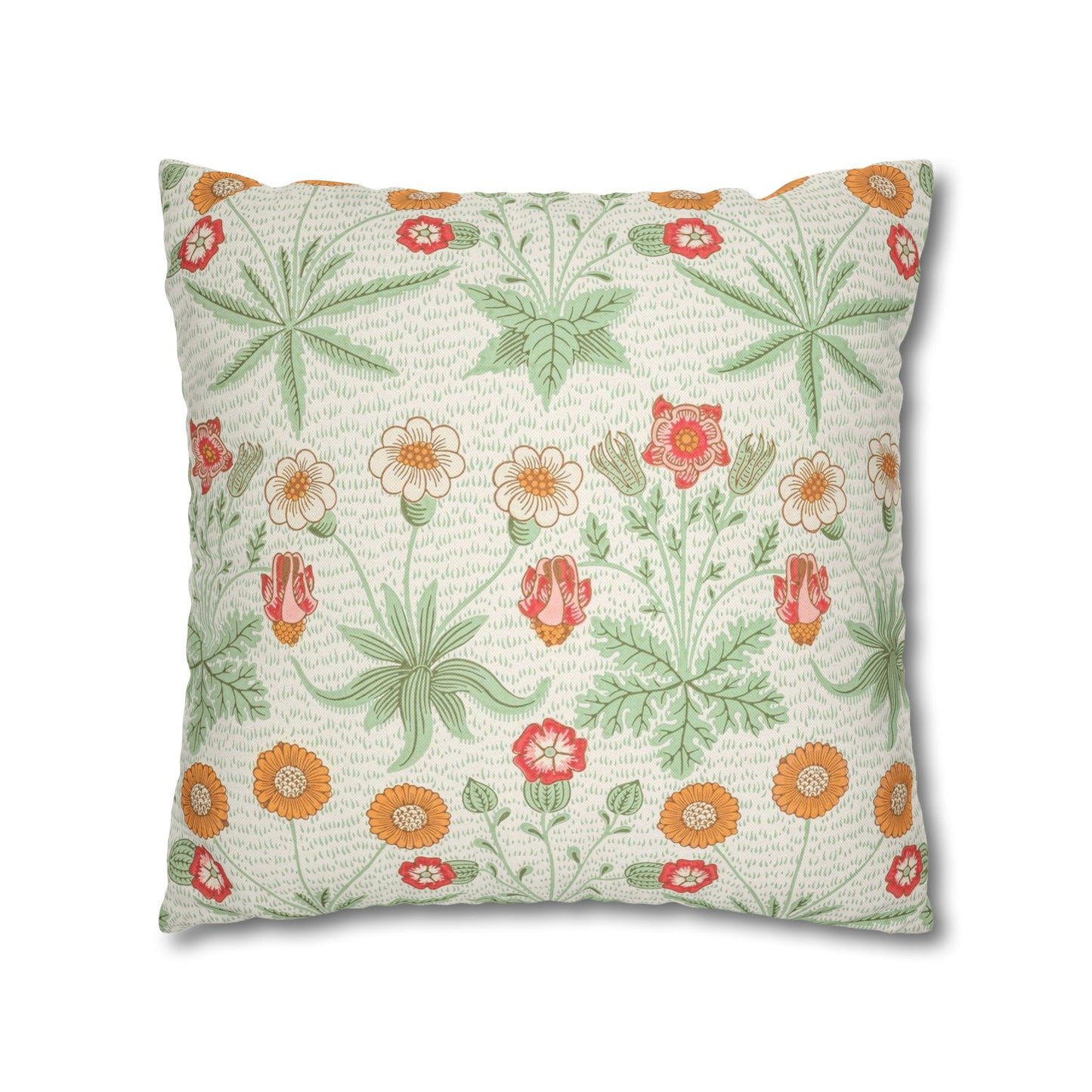 Decorative pillow with floral pattern on a white background