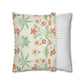 Two pillows, one with floral pattern and the other with striped pattern, on a white background.